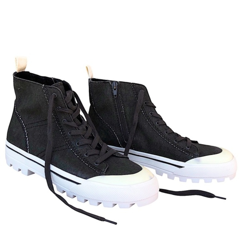Lucky Brand Eisley Canvas Black Wash High Top Side zipper Sneaker Shoes 9M/40